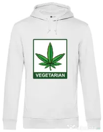 Hoodie barbat cu gluga Vegetarian Alb