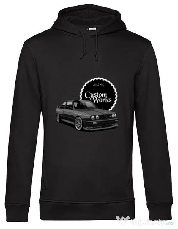 Hoodie barbat cu gluga Black E30 Negru