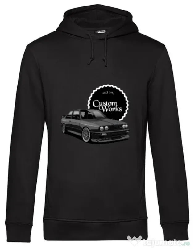 Hoodie barbat cu gluga Black E30 Negru