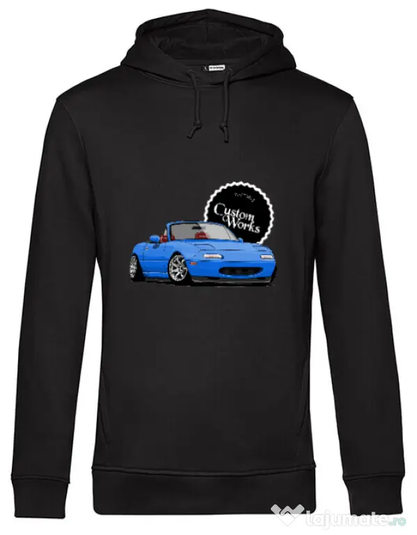 Hoodie barbat cu gluga Static Miata Negru