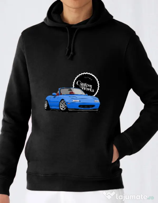Hoodie barbat cu gluga Static Miata Negru