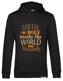 Hanorac barbat cu gluga Coffee and dogs Negru