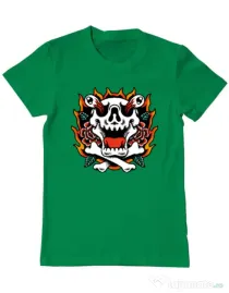 Tricou personalizat barbat Death and Flower Verde mediu