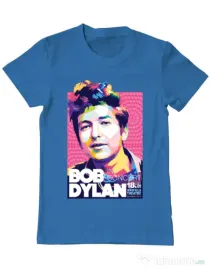Tricou personalizat barbat Bob Dylan Albastru azuriu