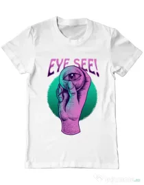 Tricou personalizat barbat EYE SEE Alb
