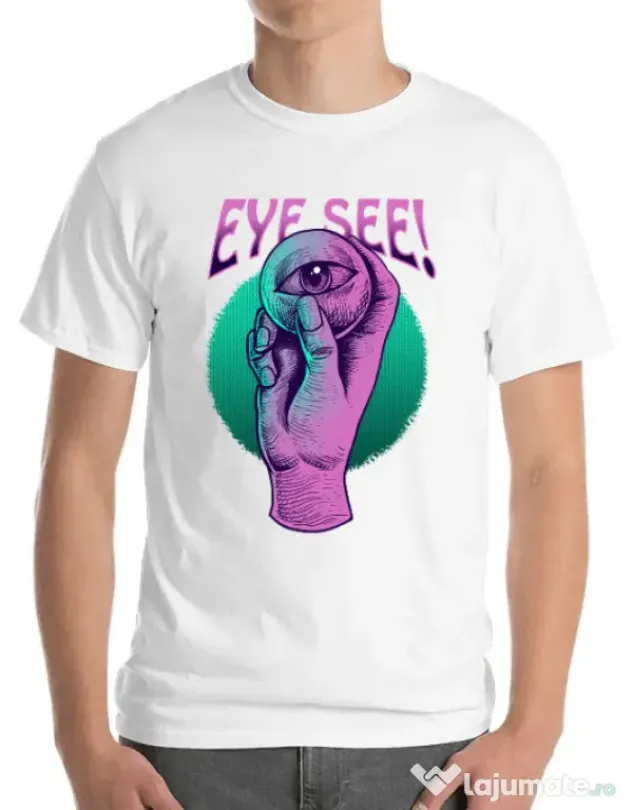 Tricou personalizat barbat EYE SEE Alb