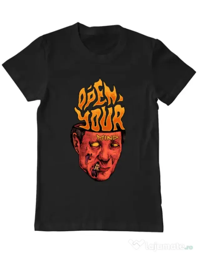 Tricou personalizat barbat OPEN YOUR MIND Negru