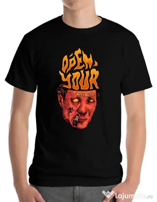 Tricou personalizat barbat OPEN YOUR MIND Negru