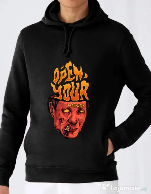Hanorac barbat cu gluga OPEN YOUR MIND Negru