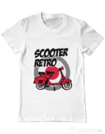 Tricou personalizat barbat SCOOTER RETRO RED COLOR Alb