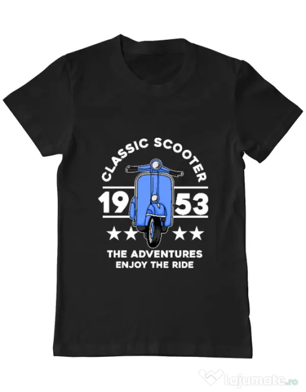 Tricou personalizat barbat CLASSIC SCOOTER ADVENTURES Negru
