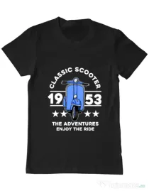 Tricou personalizat barbat CLASSIC SCOOTER ADVENTURES Negru