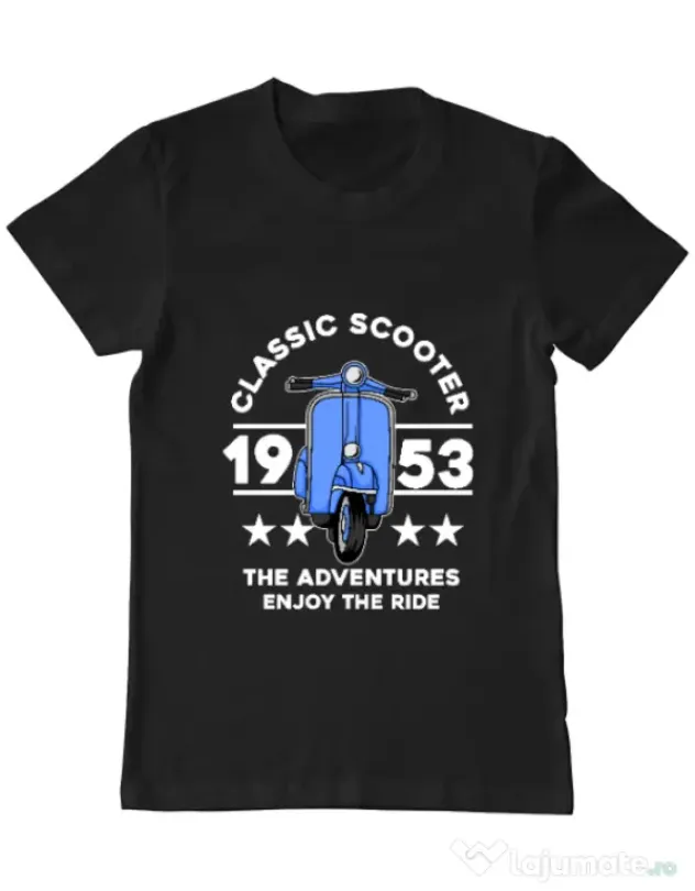 Tricou personalizat barbat CLASSIC SCOOTER ADVENTURES Negru