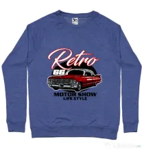 Bluza personalizata barbat retro motorshow Albastru melanj