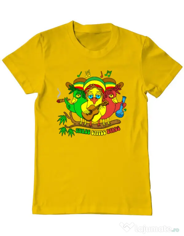 Tricou personalizat barbat Three Little Birds Galben