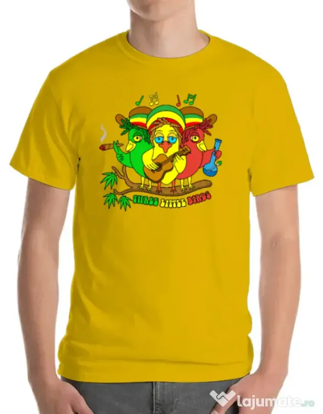 Tricou personalizat barbat Three Little Birds Galben