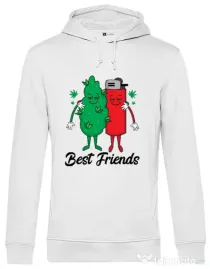 Hanorac barbat cu gluga Best Friends Alb