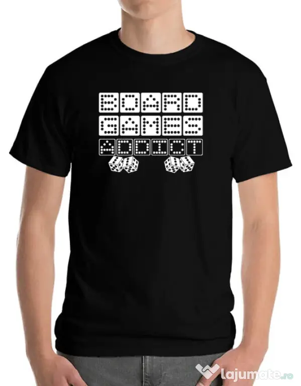 Tricou personalizat barbat Board Games Addict Negru