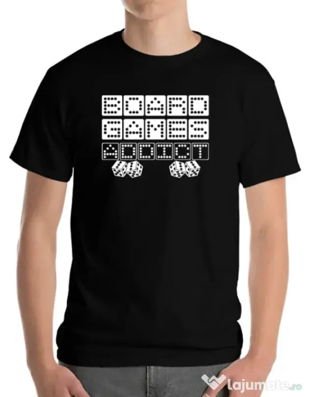 Tricou personalizat barbat Board Games Addict Negru