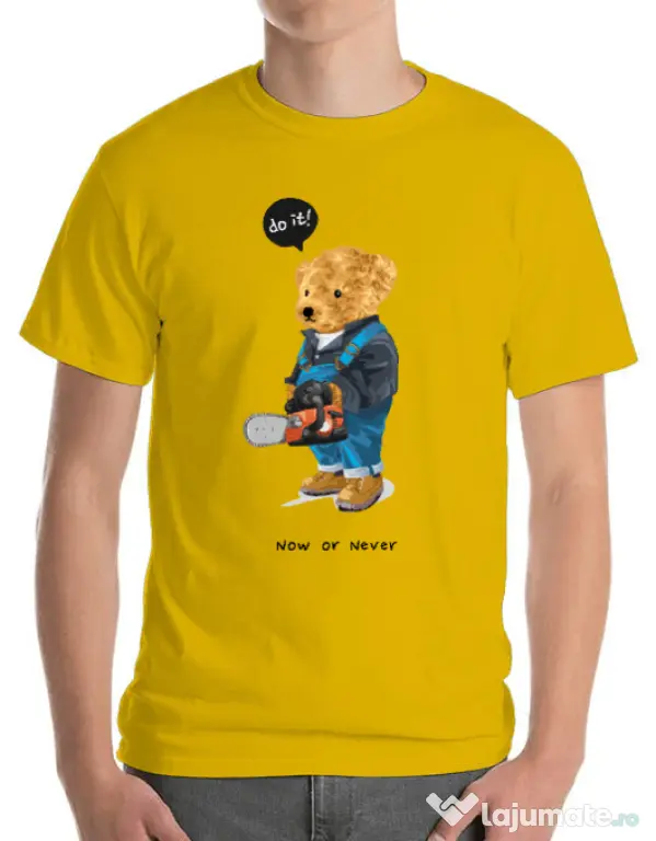 Tricou personalizat barbat Now or never Galben