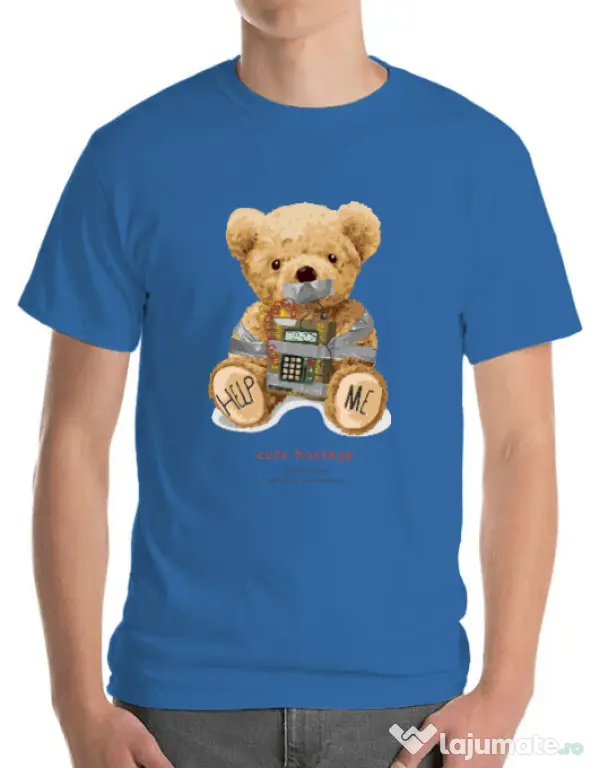 Tricou personalizat barbat Cute hostage Albastru azuriu