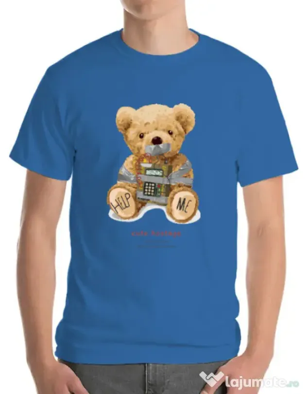 Tricou personalizat barbat Cute hostage Albastru azuriu