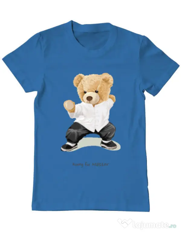 Tricou personalizat barbat Bear kung fu Albastru azuriu