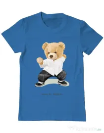 Tricou personalizat barbat Bear kung fu Albastru azuriu