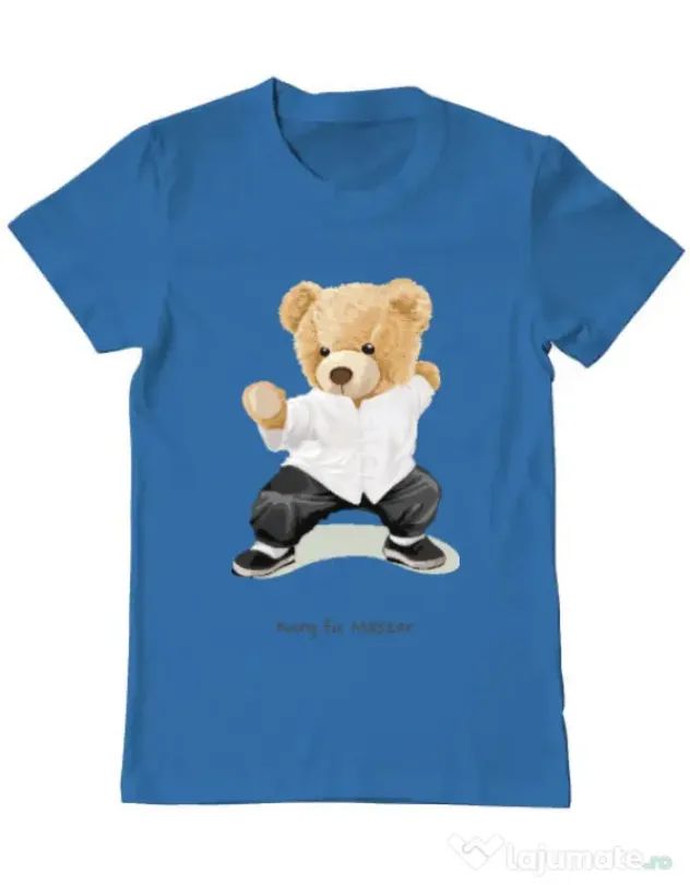 Tricou personalizat barbat Bear kung fu Albastru azuriu