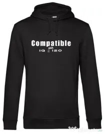 Hanorac barbat cu gluga IQ tricou cu mesaj | CreativeSheep Negru