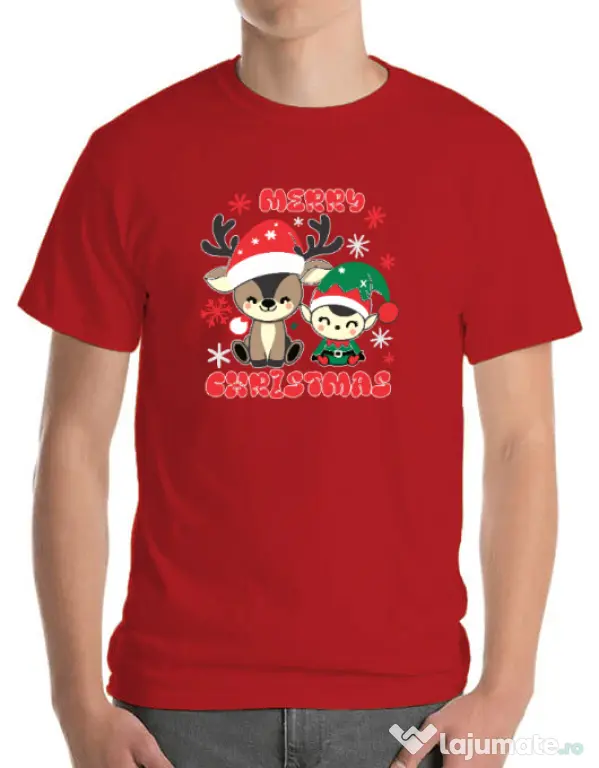 Tricou personalizat barbat Prietenii lui Mos Craciun 2 Rosu