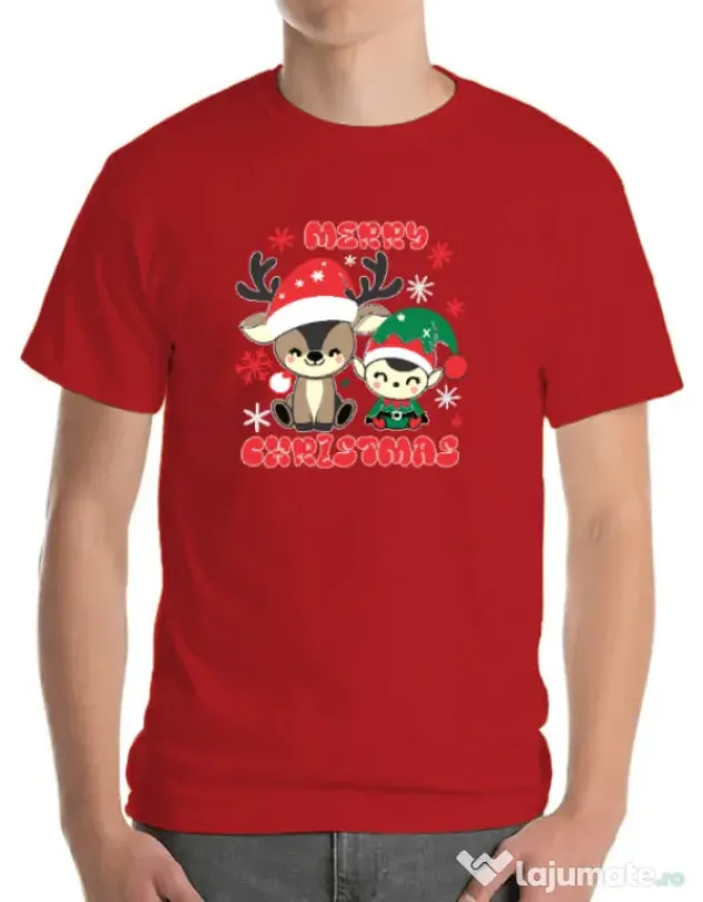 Tricou personalizat barbat Prietenii lui Mos Craciun 2 Rosu