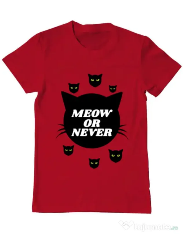 Tricou ADLER barbat Meow or never Rosu