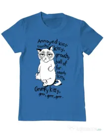 Tricou ADLER barbat Grumpy kitty Albastru azuriu
