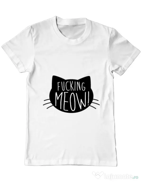 Tricou ADLER barbat Fucking meow Alb