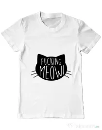 Tricou ADLER barbat Fucking meow Alb