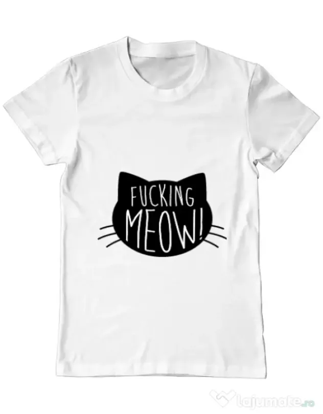 Tricou ADLER barbat Fucking meow Alb
