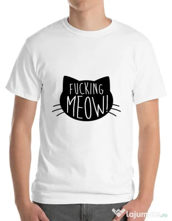 Tricou ADLER barbat Fucking meow Alb