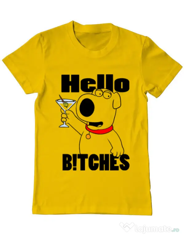 Tricou ADLER barbat Hello bitches Galben