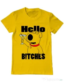 Tricou ADLER barbat Hello bitches Galben
