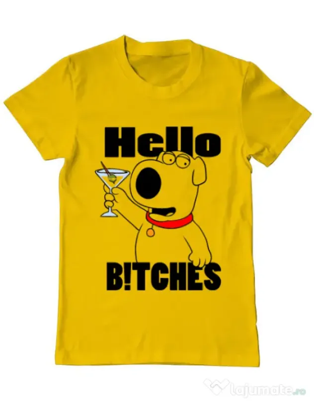 Tricou ADLER barbat Hello bitches Galben