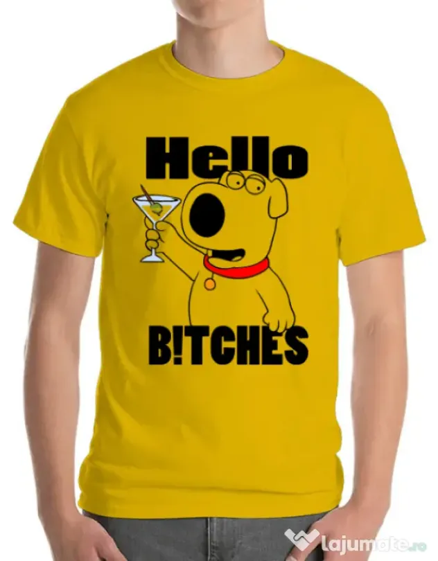 Tricou ADLER barbat Hello bitches Galben