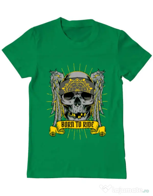 Tricou ADLER barbat Born to ride Verde mediu