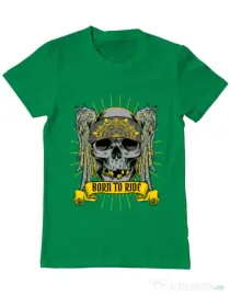 Tricou ADLER barbat Born to ride Verde mediu