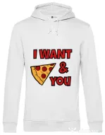 Hoodie barbat cu gluga I want you Alb