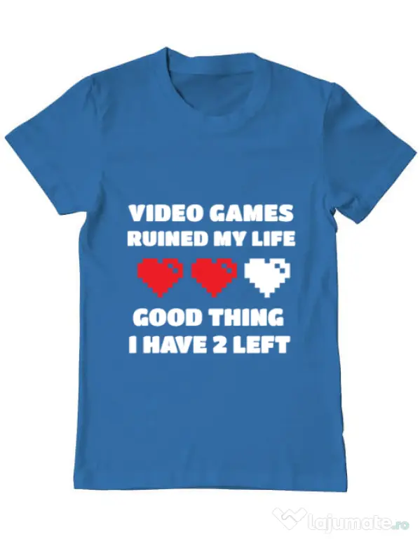 Tricou ADLER barbat Video games ruined my life Albastru azuriu