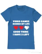 Tricou ADLER barbat Video games ruined my life Albastru azuriu