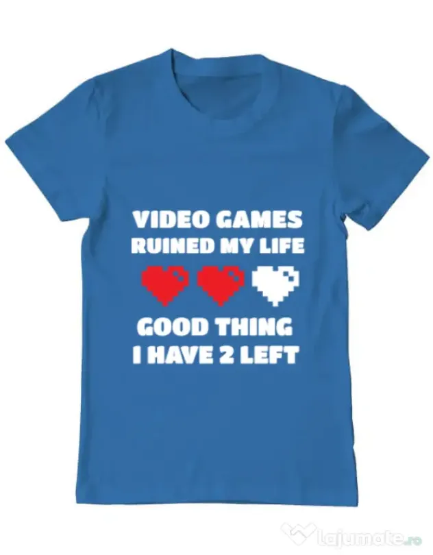 Tricou ADLER barbat Video games ruined my life Albastru azuriu