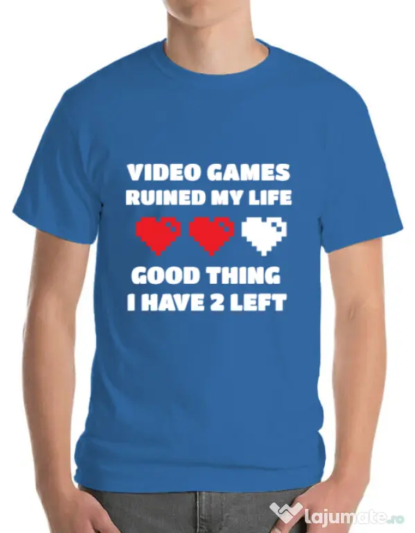 Tricou ADLER barbat Video games ruined my life Albastru azuriu