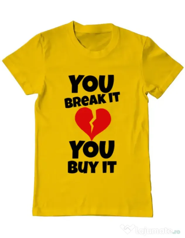 Tricou ADLER barbat You break it , you buy it Galben